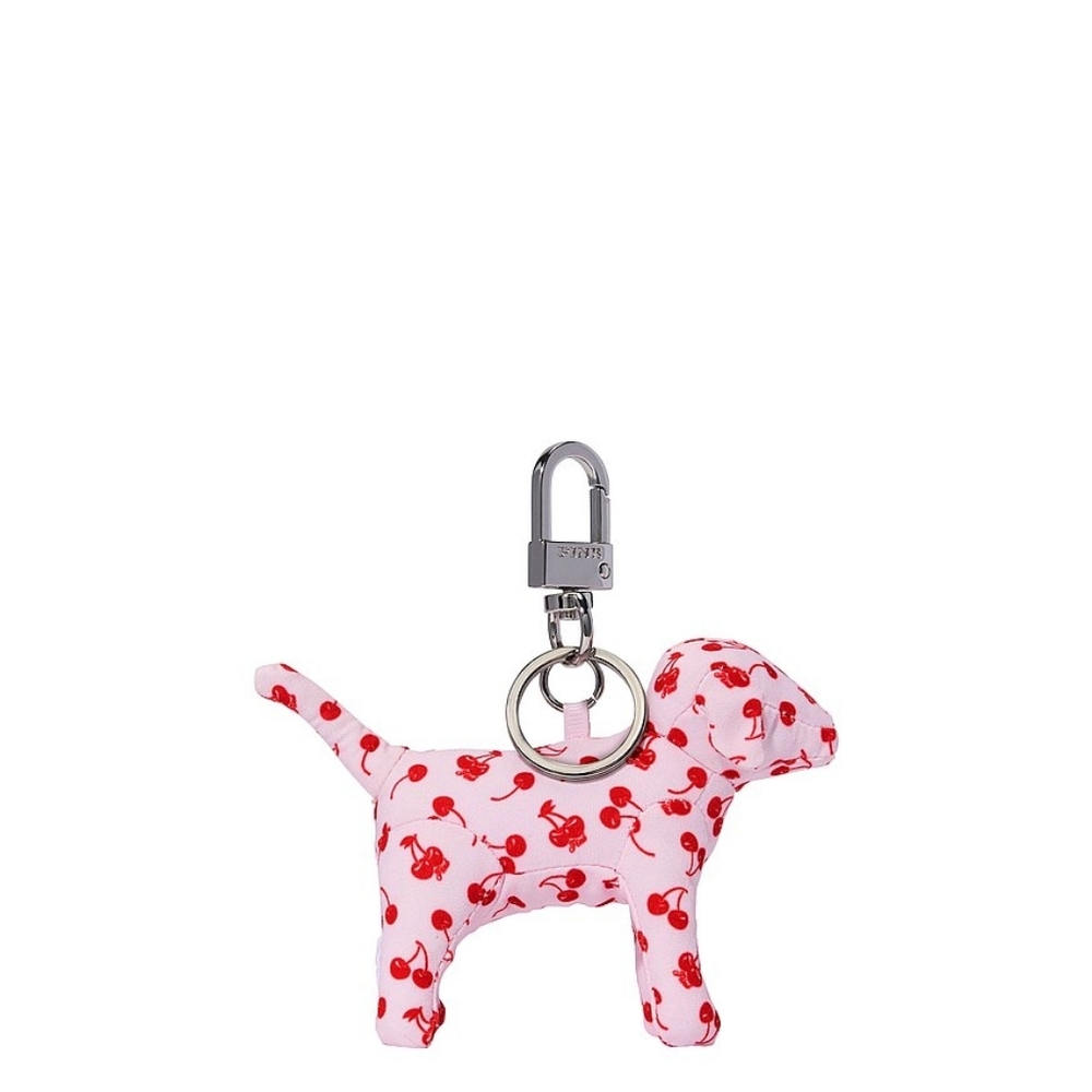 VS PINK Micro Dog Keychain Charm (Pink Tulip Mini Cherries Print)